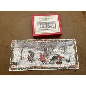 Bringing Home Holly Hand Cut Wooden Jigsaw Puzzle Optimago Goodall Incomplete